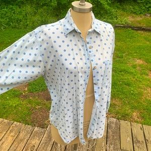 Long Sleeve Vintage Polka-Dot Button-Up Shirt